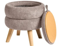 Puf ze schowkiem HAWLEY Szenil Beżowoszary 40 cm