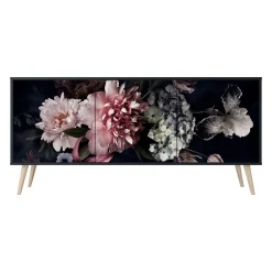 PURE BLOSSOM Komoda 3 drzwi Czarna-Bukowa skośna