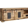 RAILWAY Szafka RTV #101 Mango woskowane + metal 160x45x50 cm