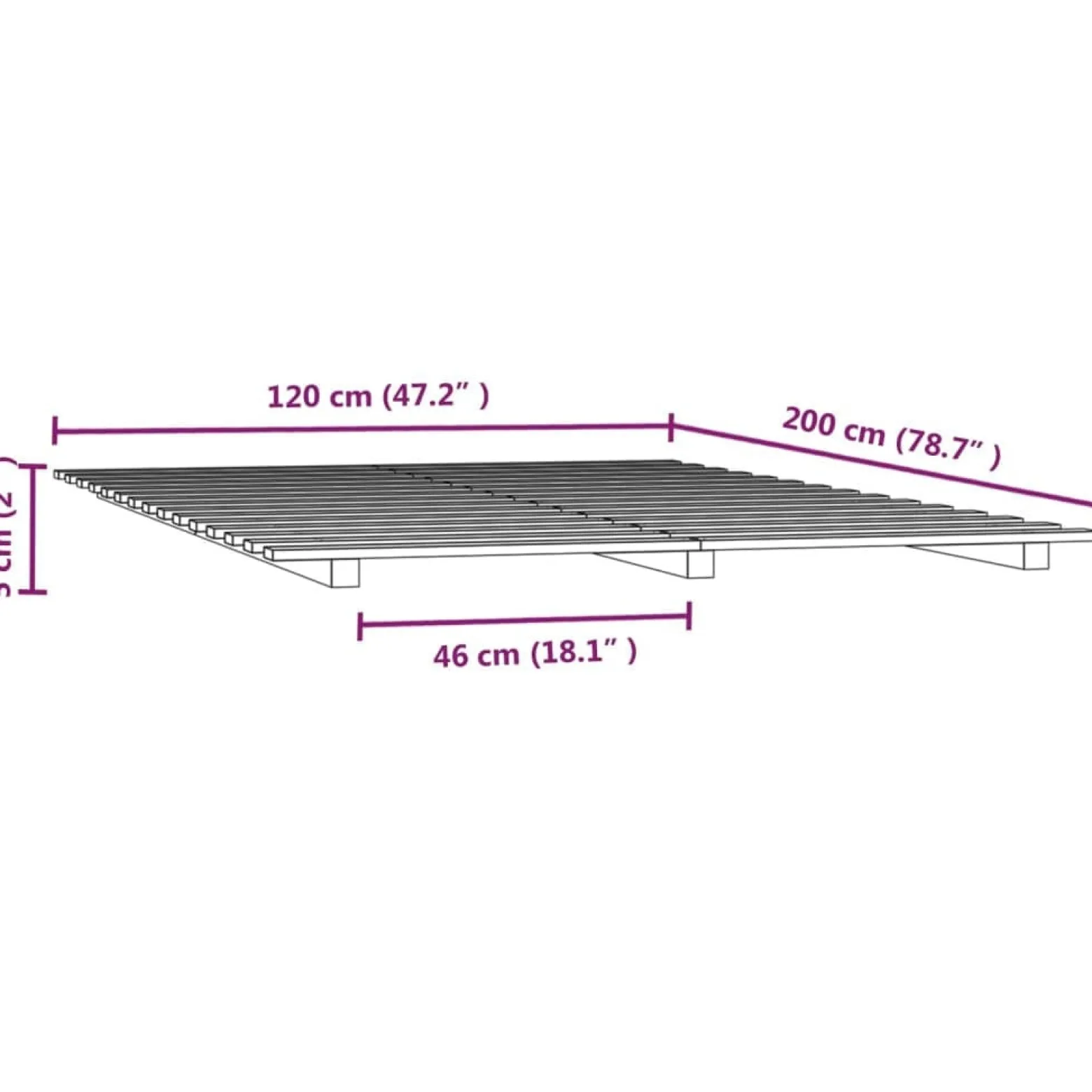 Rama łóżka 120 x 200 cm lite drewno sosnowe
