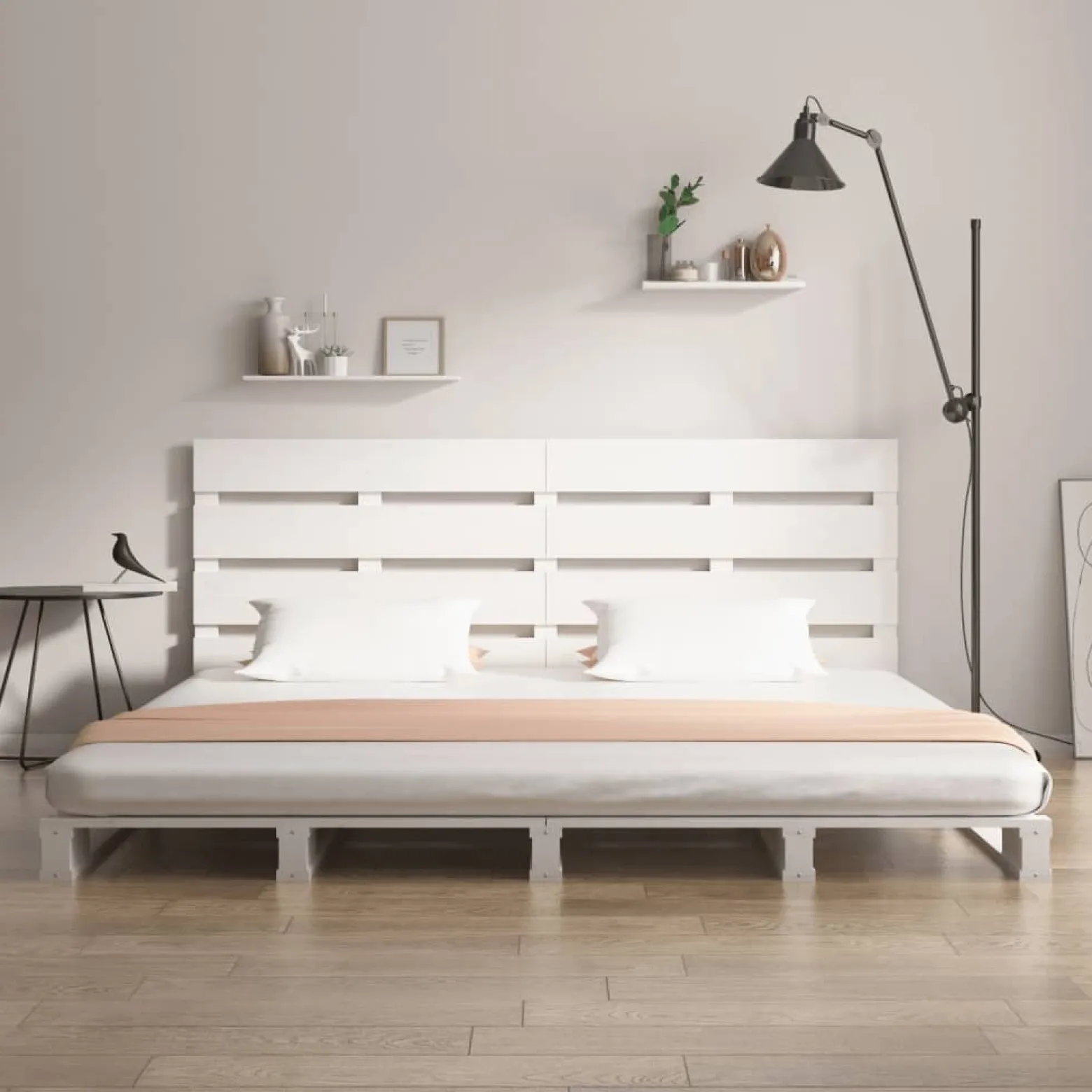 Rama łóżka bez materaca biała 160x200 cm lite drewno sosnowe