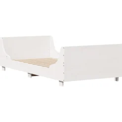 Rama łóżka bez materaca biała 75x190 cm lite drewno sosnowe