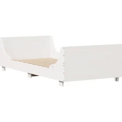 Rama łóżka bez materaca biała 75x190 cm lite drewno sosnowe