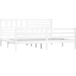 Rama łóżka biała lite drewno sosnowe 200 x 200 cm
