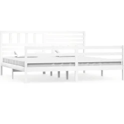 Rama łóżka biała lite drewno sosnowe 200 x 200 cm