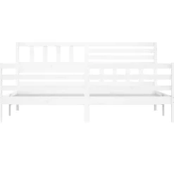 Rama łóżka biała lite drewno sosnowe 200 x 200 cm