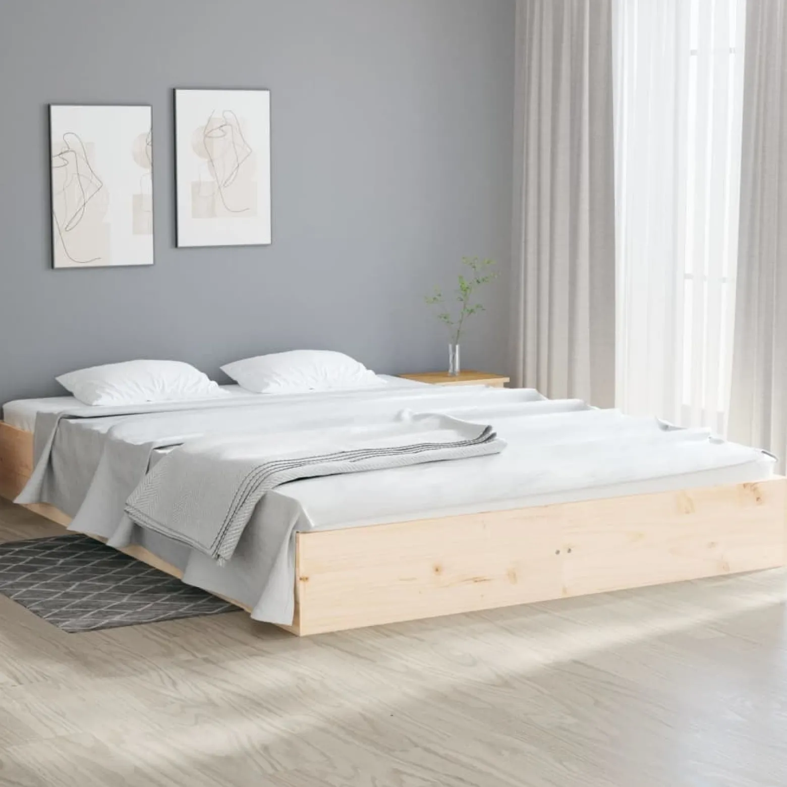 Rama łóżka lite drewno 150x200 cm