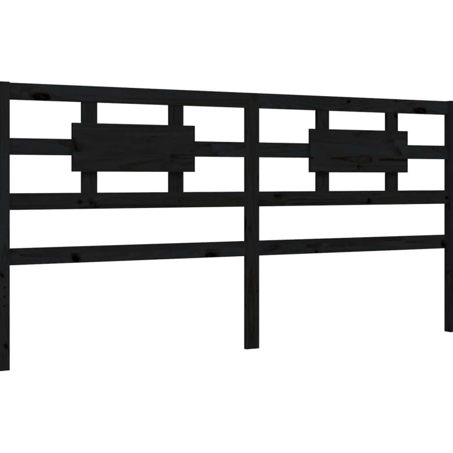 Rama łóżka z wezgłowiem czarna 200x200 cm lite drewno