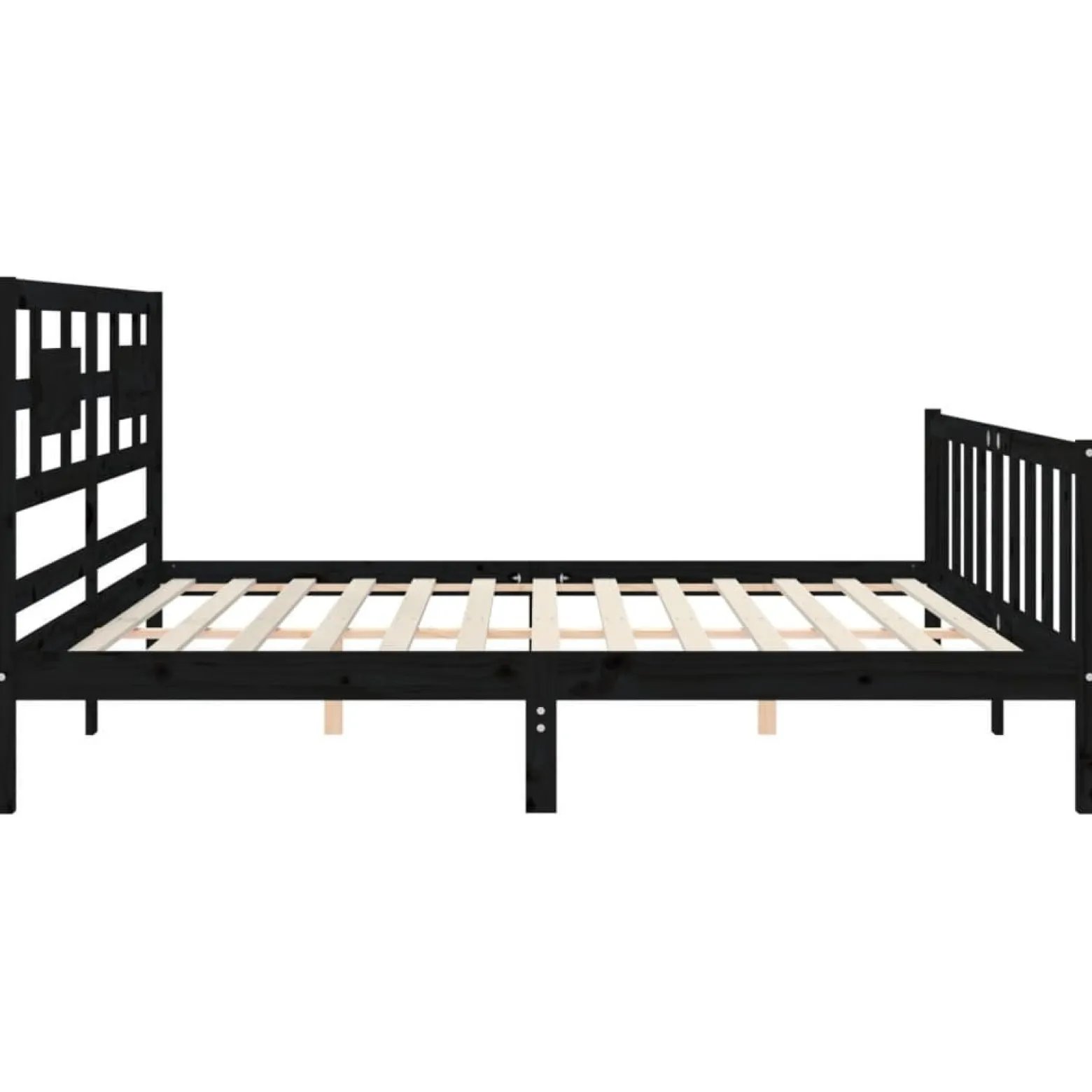 Rama łóżka z wezgłowiem czarna 200x200 cm lite drewno