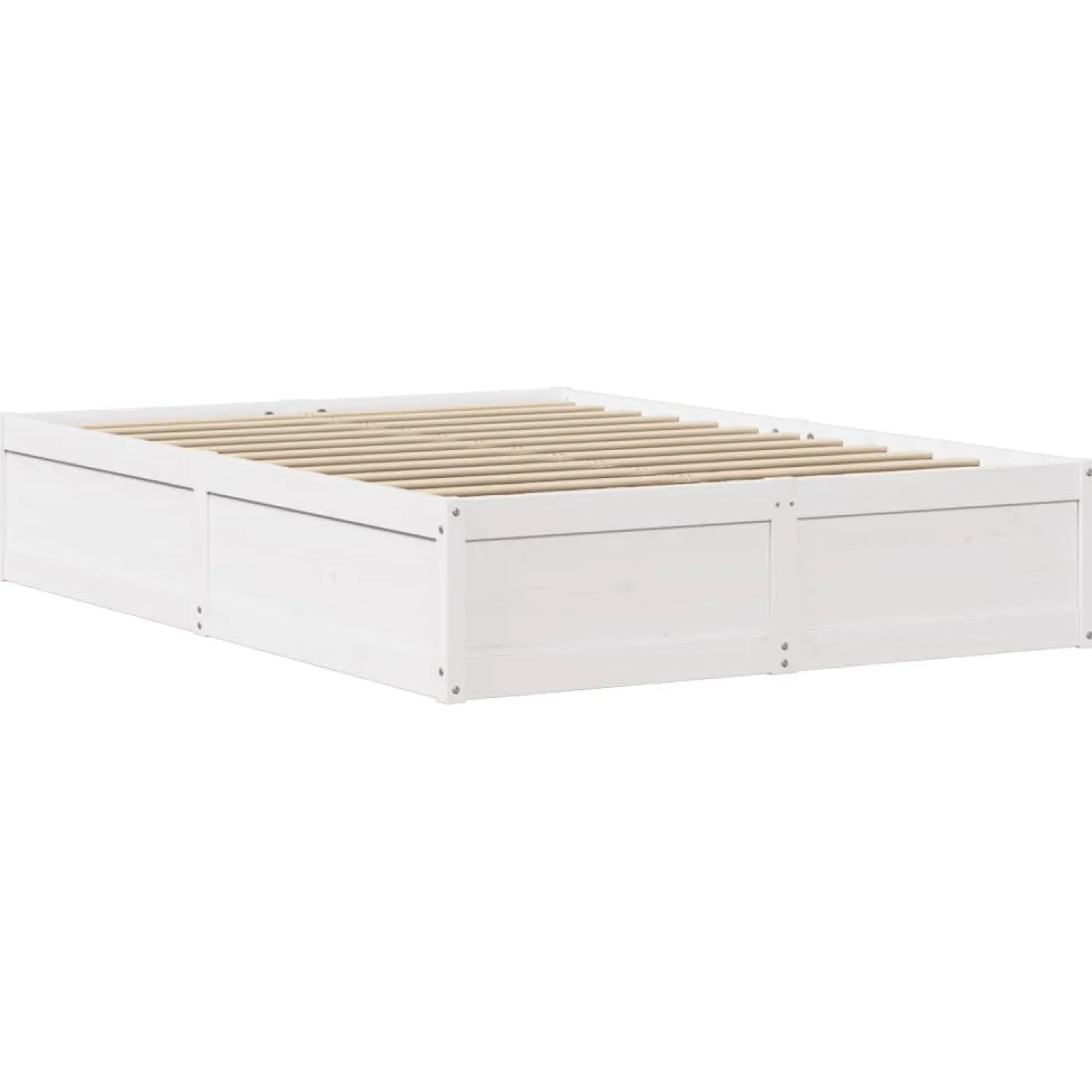 Rama łóżka bez materaca biała 135x190 cm lite drewno sosnowe