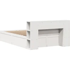 Rama łóżka bez materaca biała 135x190 cm lite drewno sosnowe