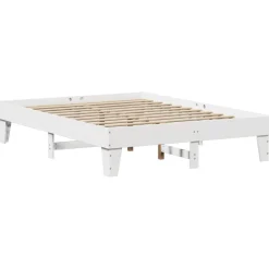 Rama łóżka bez materaca biała 160x200 cm lite drewno sosnowe