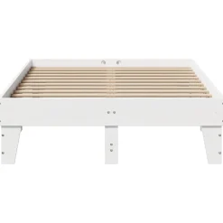 Rama łóżka bez materaca biała 135x190 cm lite drewno sosnowe