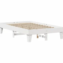 Rama łóżka bez materaca biała 135x190 cm lite drewno sosnowe