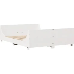 Rama łóżka bez materaca biała 150x200 cm lite drewno sosnowe