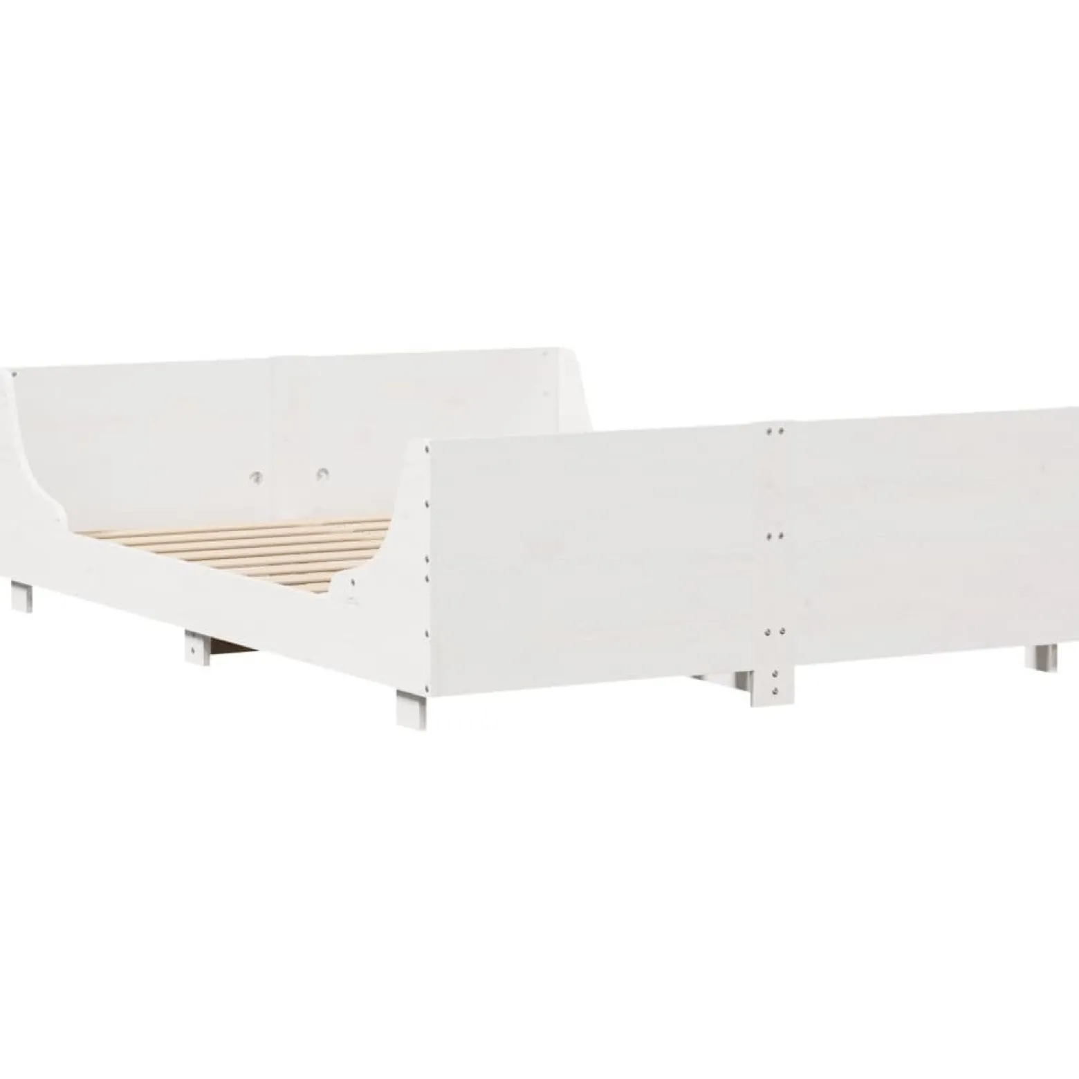 Rama łóżka bez materaca biała 150x200 cm lite drewno sosnowe