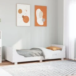 Rama łóżka bez materaca biała 75x190 cm lite drewno sosnowe
