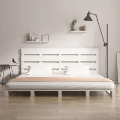Rama łóżka bez materaca biała 160x200 cm lite drewno sosnowe