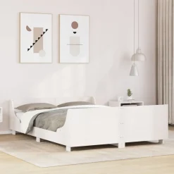 Rama łóżka bez materaca biała 140x190 cm lite drewno sosnowe