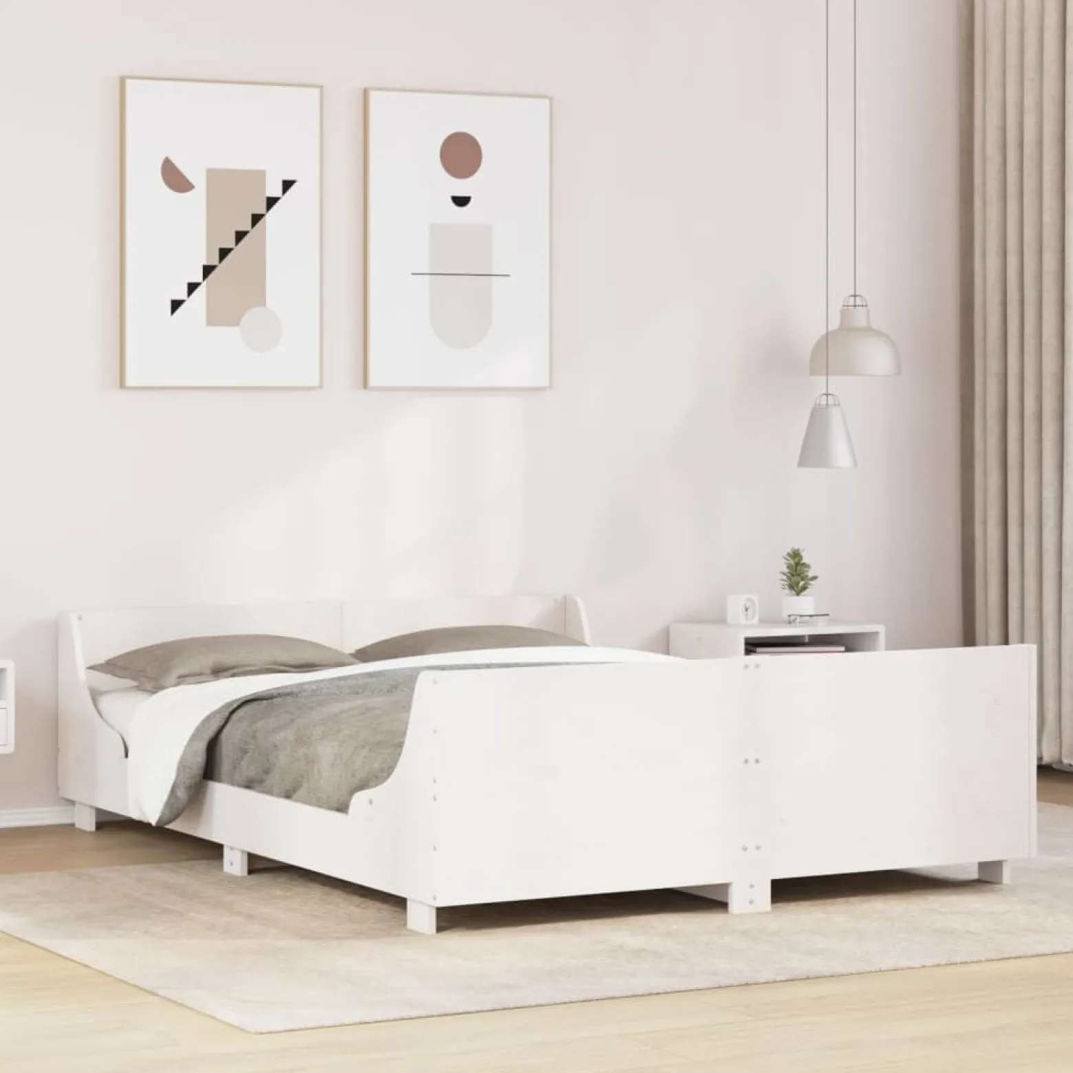 Rama łóżka bez materaca biała 140x190 cm lite drewno sosnowe