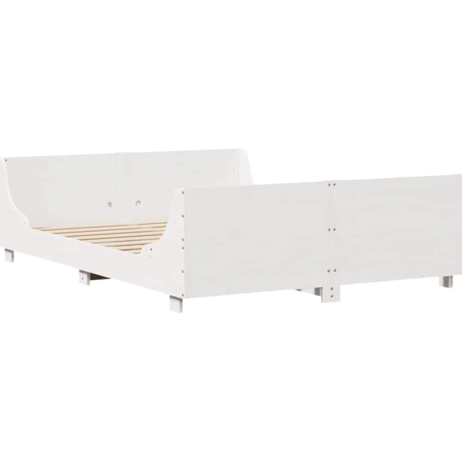 Rama łóżka bez materaca biała 140x190 cm lite drewno sosnowe
