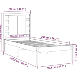 Rama łóżka bez materaca 90x200 cm lite drewno sosnowe