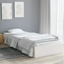 Rama łóżka biała lite drewno 75x190 cm pojedyncza