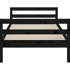 Rama łóżka czarna 75x190 cm lite drewno sosnowe