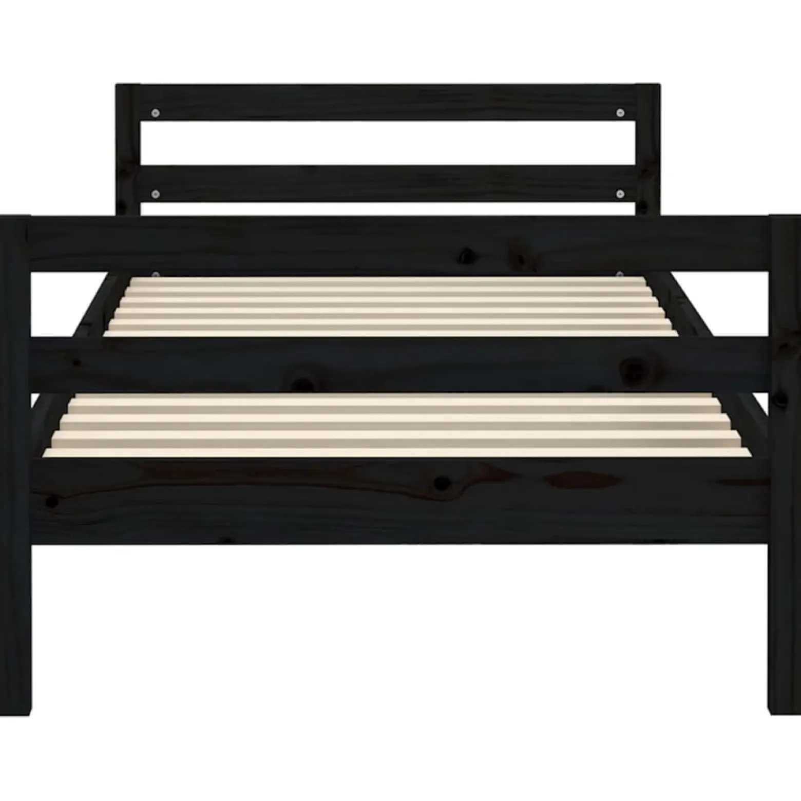 Rama łóżka czarna 75x190 cm lite drewno sosnowe