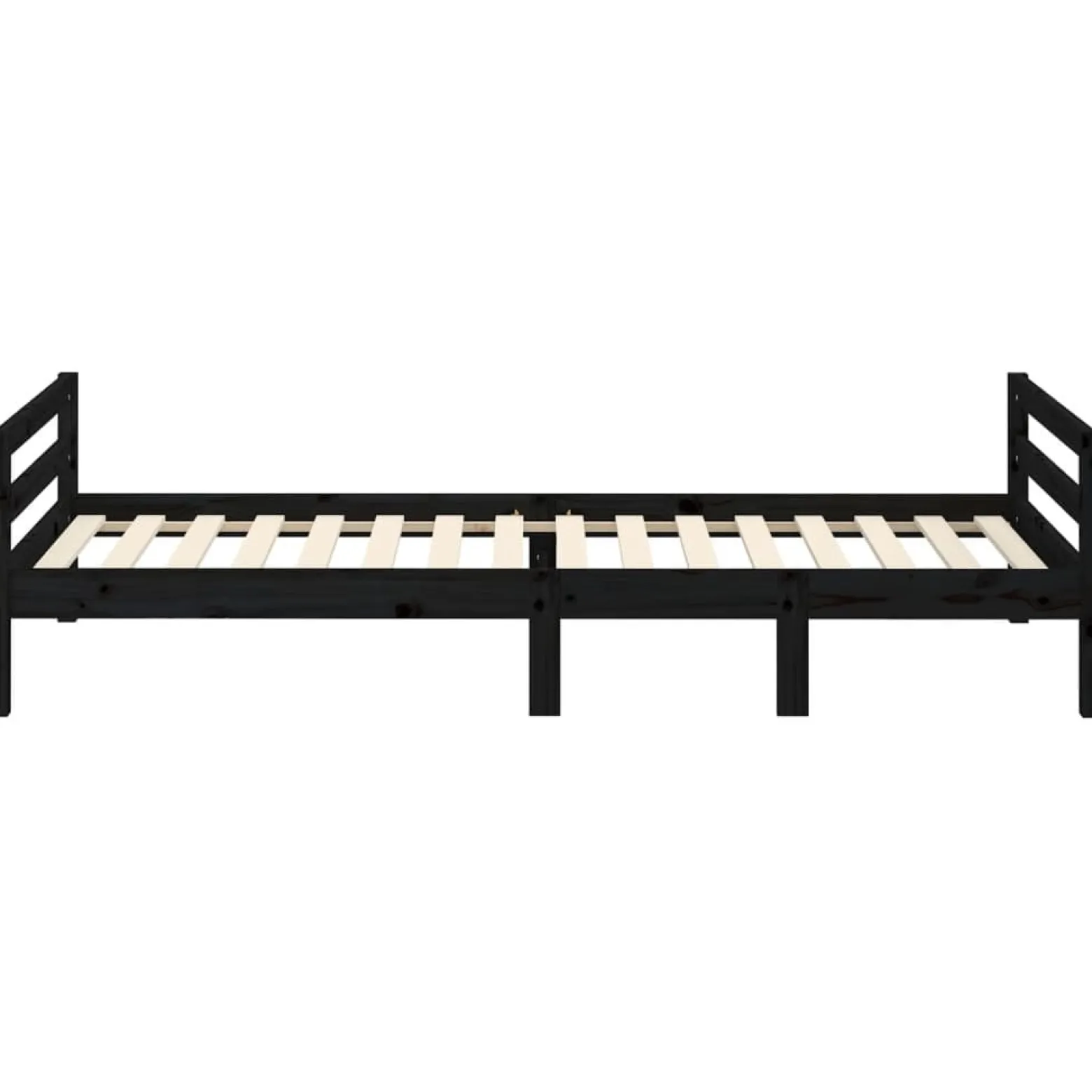 Rama łóżka czarna 75x190 cm lite drewno sosnowe