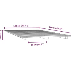 Rama łóżka czarna 100 x 200 cm lite drewno sosnowe
