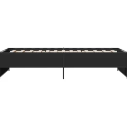 Rama łóżka czarna 75x190 cm materiał drewnopochodny i metal