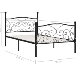 Rama łóżka Czarny 90 x 200 cm Metal vidaXL