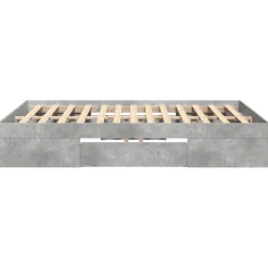 Rama łóżka szarość betonu 120x200 cm materiał drewnopochodny