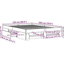 Rama łóżka szarość betonu 120x200 cm materiał drewnopochodny