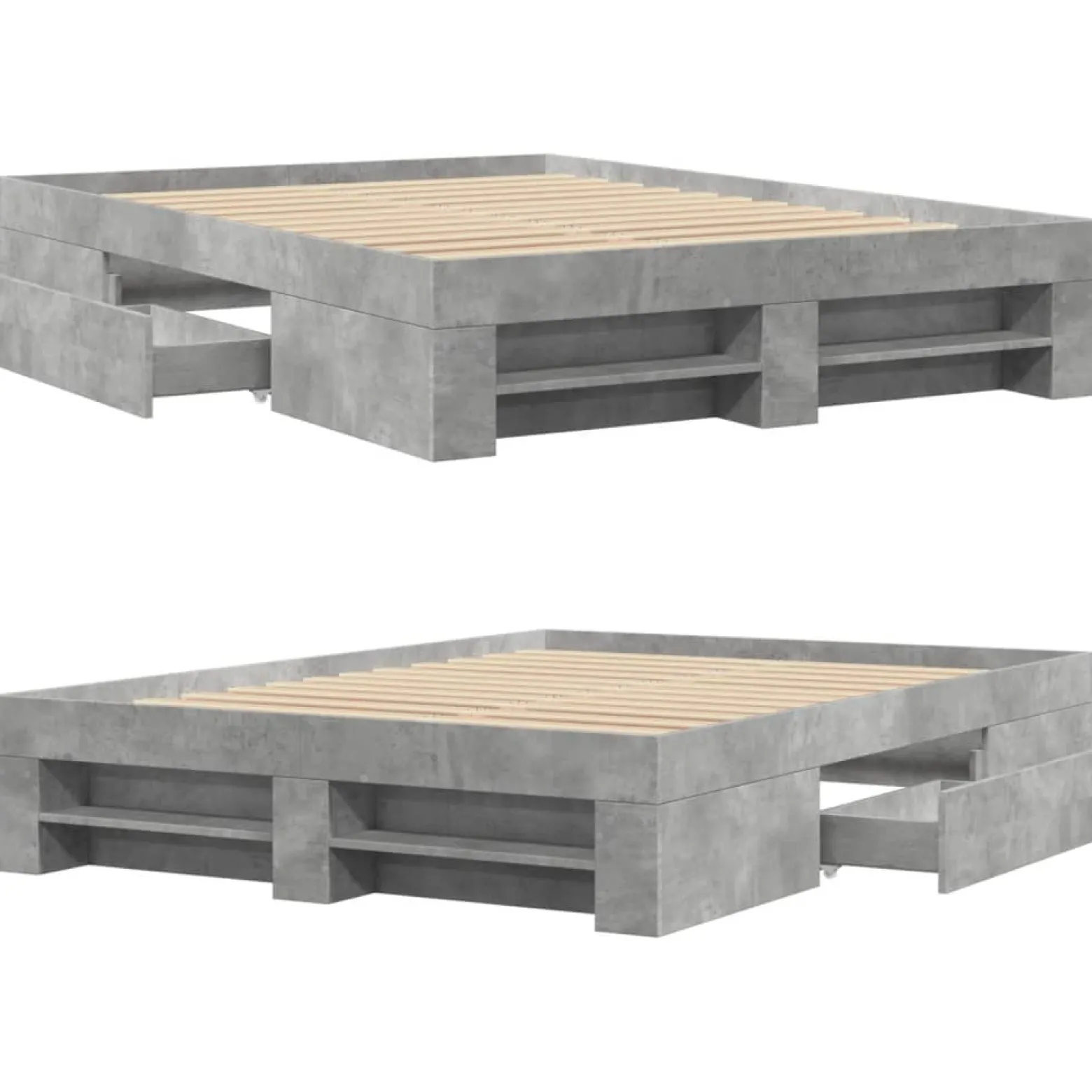 Rama łóżka szarość betonu 120x200 cm materiał drewnopochodny