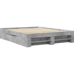 Rama łóżka szarość betonu 160x200 cm materiał drewnopochodny