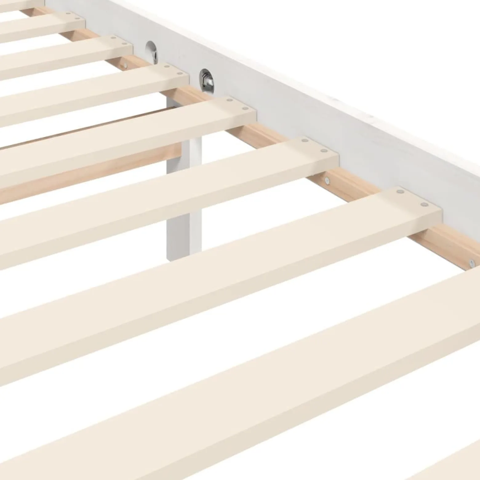 Rama łóżka z wezgłowiem biała 200x200 cm lite drewno