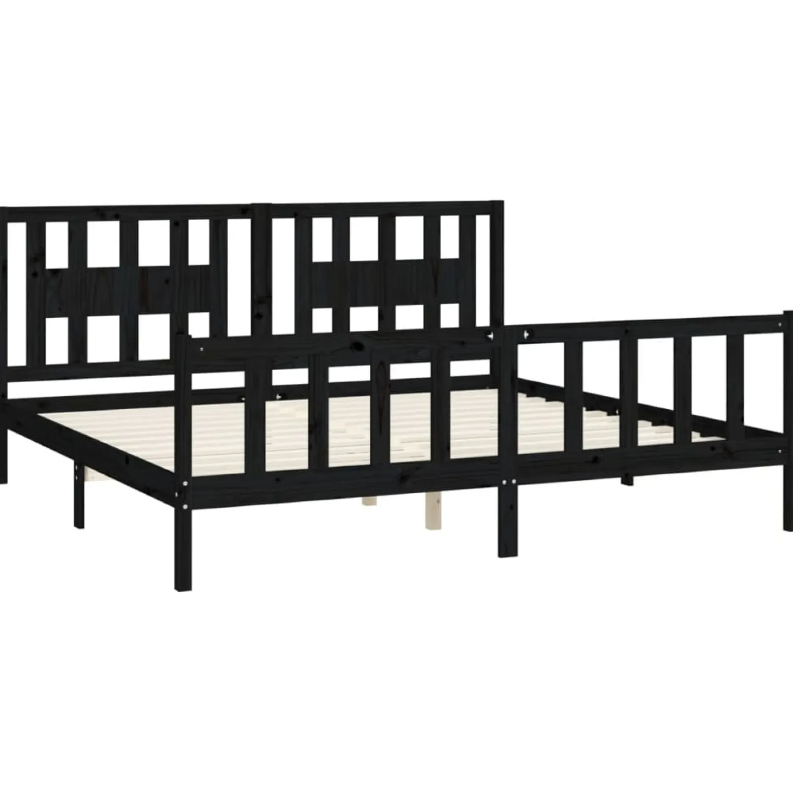 Rama łóżka z wezgłowiem czarna drewno sosnowe 200x200 cm