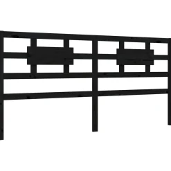 Rama łóżka z wezgłowiem czarna 200x200 cm lite drewno
