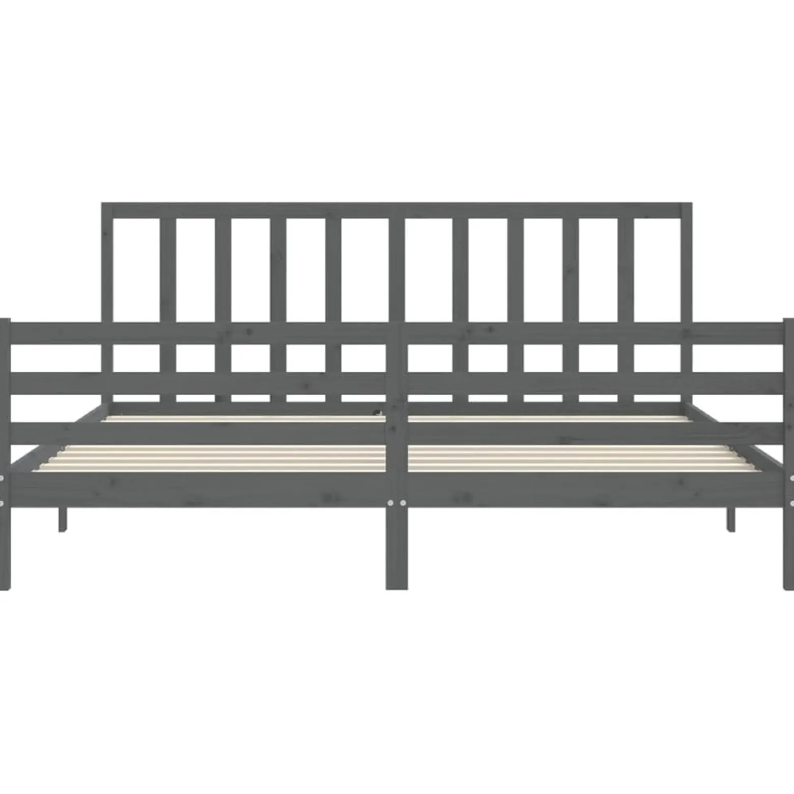 Rama łóżka z wezgłowiem szara 200x200 cm lite drewno