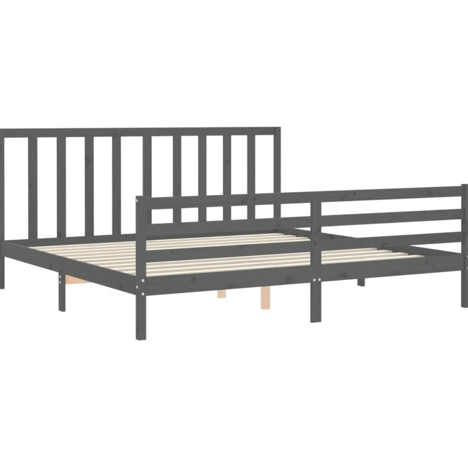 Rama łóżka z wezgłowiem szara 200x200 cm lite drewno