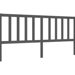 Rama łóżka z wezgłowiem szara 200x200 cm lite drewno