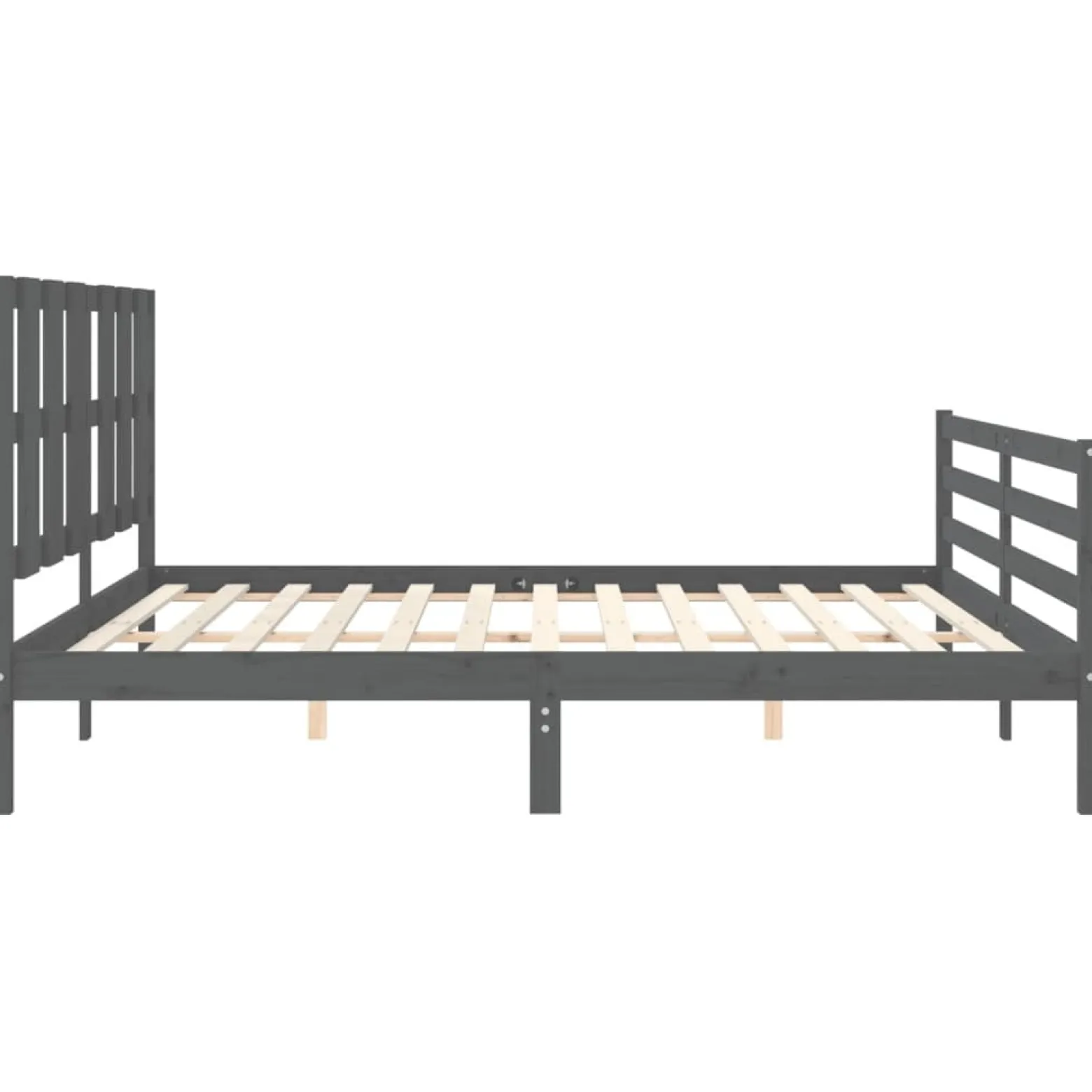 Rama łóżka z wezgłowiem szara 200x200 cm lite drewno
