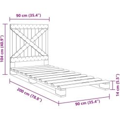 Rama łóżka z wezgłowiem 90x200 cm lite drewno sosnowe