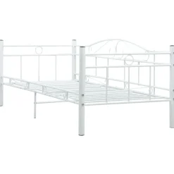 Rama leżanki, biała, metalowa, 90 x 200 cm