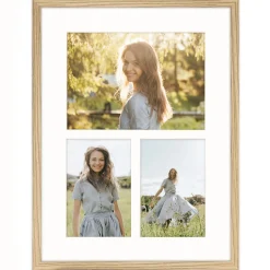 Ramka na 3 zdjęcia 2x 10x15 1x 15x21 dębowa foto galeria 30x40 cm FRAMAI