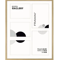 Ramka na zdjęcia 2x 15x21 3x 13x18 dębowa galeria na 5 zdjęć 40x50 FRAMAI