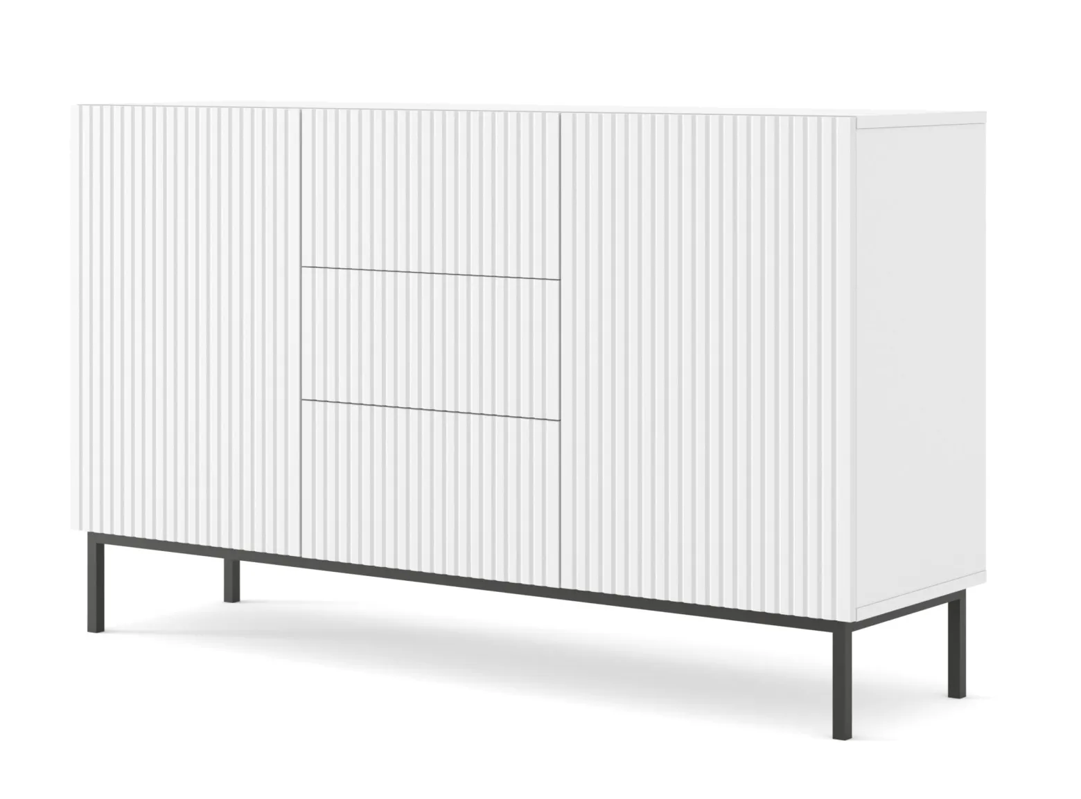 Ravenna B Komoda 150 2D3S frez MDF biały mat + RAMA CZARNA