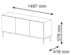Ravenna C Szafka RTV 150 3D frez MDF biały połysk + RAMA ZŁOTA